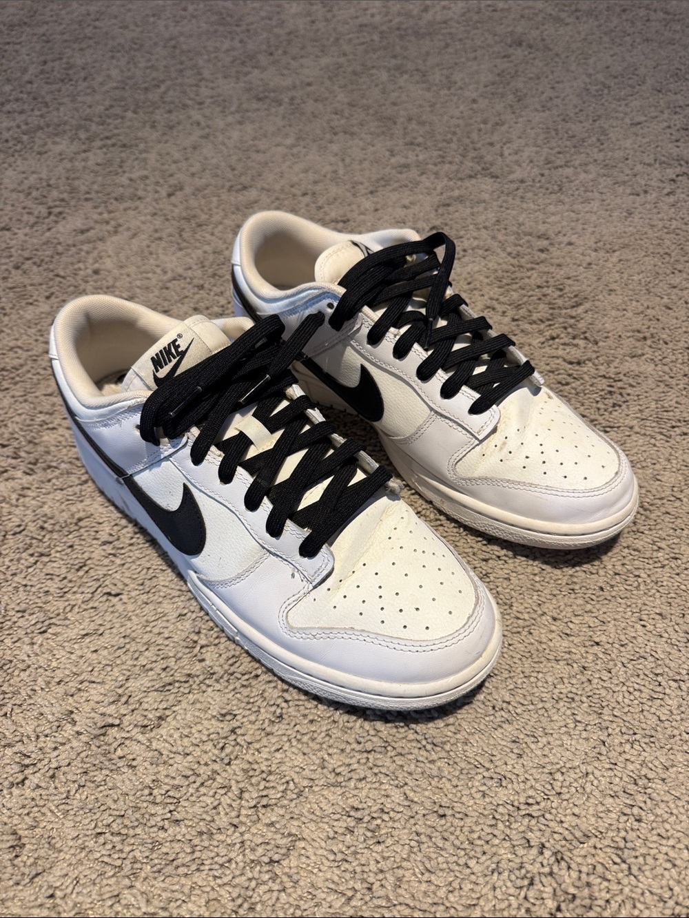 Nike Men’s Dunk Low Reverse Panda Sneakers - White and Black Size 10.5